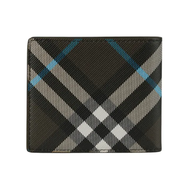 【BURBERRY 巴寶莉】經典格紋帆布對開8卡短夾(暖感棕)
