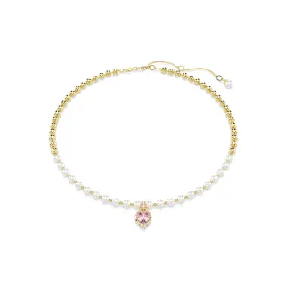 【SWAROVSKI 施華洛世奇】Imber 項鏈 水晶珍珠 心形切割 心形 粉紅色 鍍金色(情人節禮物)