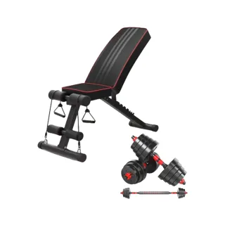 【小不記】多功能健身椅+50kg啞鈴組(啞鈴椅 舉重椅 啞鈴凳 重訓椅 仰臥板 臥推椅 啞鈴 健身器材 重訓器材)