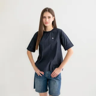【Arnold Palmer 雨傘】女裝-羅紋領短袖T-shirt(藏青色)