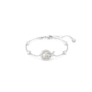 【SWAROVSKI 施華洛世奇】Snake 手鏈 水晶珍珠 混合式切割 蛇年 白色 鍍白金色
