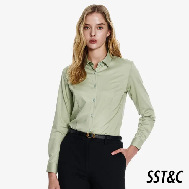 【SST&C】女裝 淺綠方領修身版長袖襯衫01062503002(換季55折)