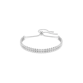 【SWAROVSKI 施華洛世奇】Matrix Tennis 手鏈 圓形切割 白色 鍍白金色