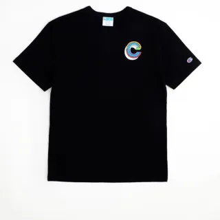 【Champion】官方直營 男款-彩色LOGO印花短袖TEE上衣-黑色(GT19-586LJB-BKC)