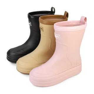 【Pretty】女 雨靴 雨鞋 短靴 霧面 防水 短筒(粉紅、卡其、黑色)