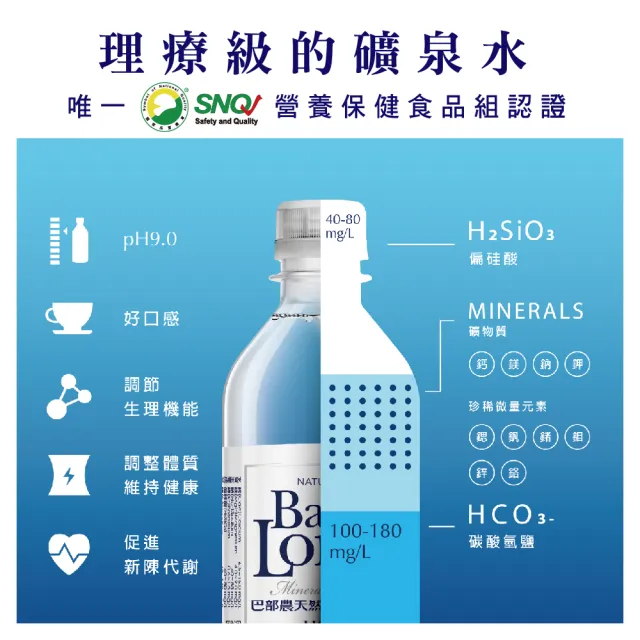 【巴部農】天然鹼性礦泉水850mlx20入/箱(原生pH9.0 非電解 無添加)
