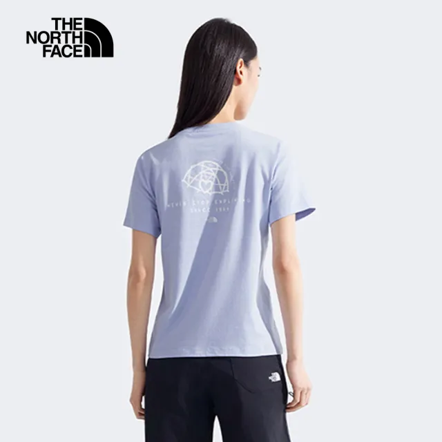 【The North Face 官方旗艦】北面男女款紫色純棉大尺寸印花短袖T恤｜8EYN0TI
