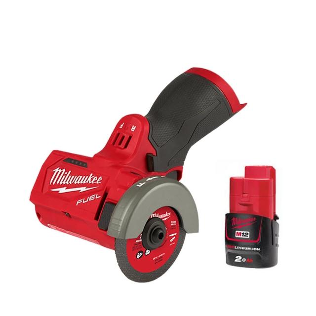 【Milwaukee 美沃奇】12V 鋰電無刷3吋砂輪機-M12FCOT-201 原廠公司貨(單2.0電池套裝組)