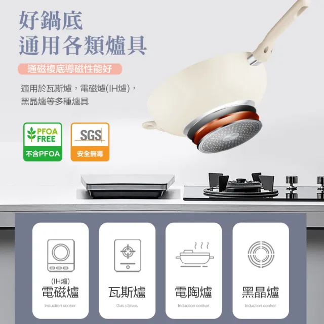 【ASD 愛仕達】幽雅系列不沾四件套裝組32cm炒鍋+18cm湯鍋(附蓋/IH可用鍋)