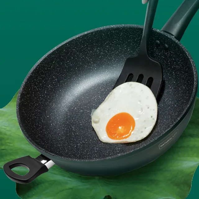 【ASD 愛仕達】麥飯石新不沾炒鍋28cm(附蓋電磁爐可用)