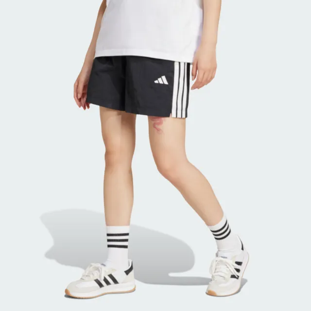 【adidas 愛迪達】W 3s Wv Sho 女 短褲 運動短褲 休閒短褲 黑 白 亞版(JE1309)