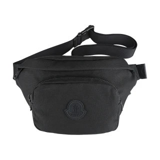 【MONCLER】MONCLER Durance立體橡膠LOGO防潑水尼龍拉鍊式腰包(黑)