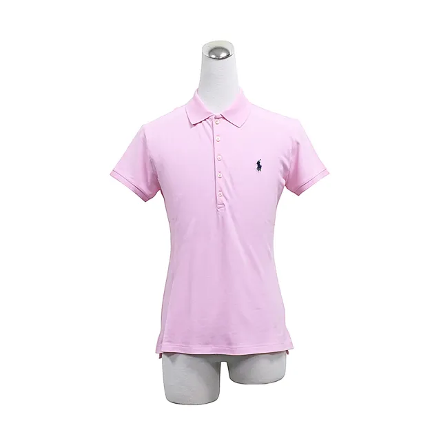【RALPH LAUREN】POLO RALPH LAUREN經典深藍色小馬棉質混紡修身短袖POLO衫(女款/粉)