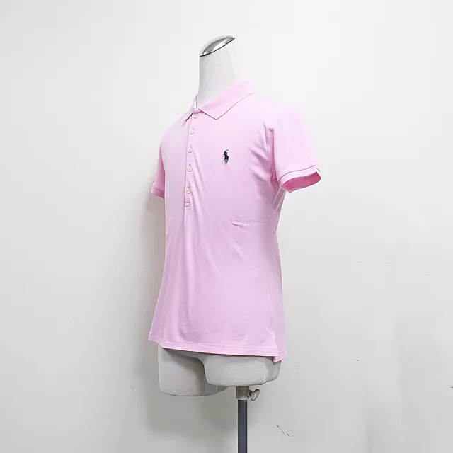 【RALPH LAUREN】POLO RALPH LAUREN經典深藍色小馬棉質混紡修身短袖POLO衫(女款/粉)