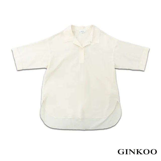 【GINKOO 俊克】半開襟前短後長上衣