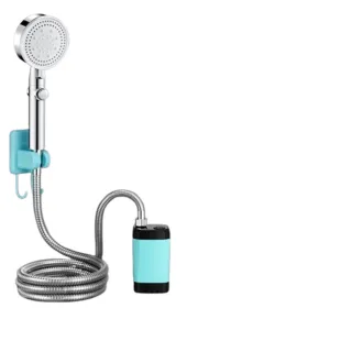 【H富格威】花灑 電動花灑 洗澡神器 簡易便攜 淋浴器 戶外專用(6000mah 帶數顯屏 5檔增壓花灑 預售15天)