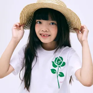 【MARDI MERCREDI】童裝 印花短TEE 白色 綠玫瑰 剪裁 KIDS CROPPED TSHIRT UNE ROSE