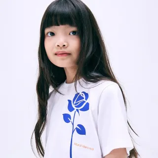 【MARDI MERCREDI】童裝 印花短TEE 白色 藍玫瑰 剪裁 KIDS CROPPED TSHIRT UNE ROSE