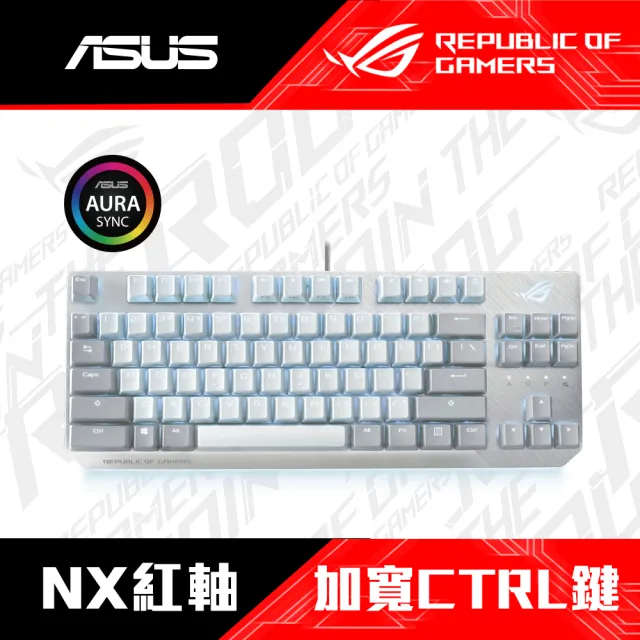 【ASUS 華碩】MyCard500點數組★ROG STRIX SCOPE NX TKL moonlight white  紅軸電競鍵盤(月光白)