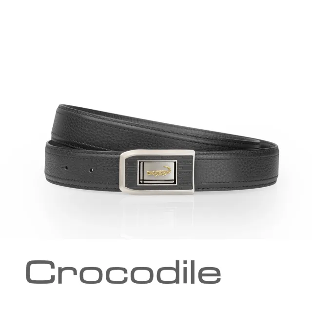 【Crocodile】鱷魚皮件 打洞皮帶 真皮皮帶 紳士皮帶 32mm-0101-7019-黑色(男生皮帶推薦 送