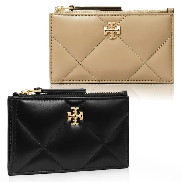 【TORY BURCH】KIRA 鑽石絎縫拉鍊卡片零錢包萬用包(2色任選)