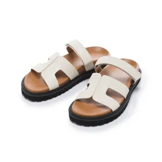 【FAIR LADY】小時光 工字設計皮革厚底涼拖鞋(奶油、2B3030)