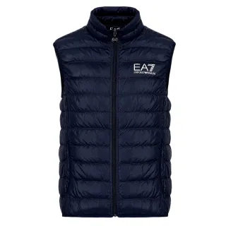 【EMPORIO ARMANI】男款 品牌LOGO 羽絨背心-深藍色(S號、M號、L號、XL號)
