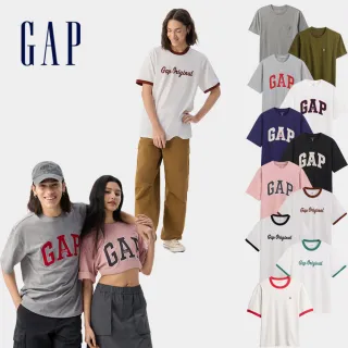 【GAP】男女同款 Logo純棉刺繡印花圓領短袖T恤-多款任選(729134&729119&765037&857901)