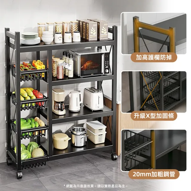 【Ashley House】90面寬-大型多功能收納層架-帶輪(鐵架 收納架 廚房架 臥室架 浴室架 陽台架)