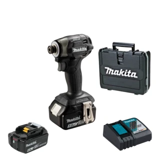 【MAKITA 牧田】日本原裝 18V 充電式 無刷 衝擊 起子機 電鑽(DTD173 RGE 黑色 主機+6.0鋰電池*2+充電器+箱)