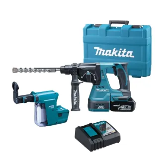 【MAKITA 牧田】18V  充電式 無刷  充電式 鎚鑽  電鑽 電鎚(DHR242RGEW主機+6.0鋰電池*1+充電器+集塵盒+箱)