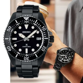 【SEIKO 精工】Prospex系列 太陽能200米潛水手錶/黑41mm(SNE599P1/V157-00A0SD)