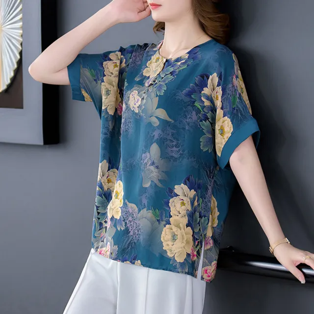 【ALLK 歐楷】新品 印花配色上衣 花色(尺寸L-XXL/中大尺碼/涼爽/透氣)