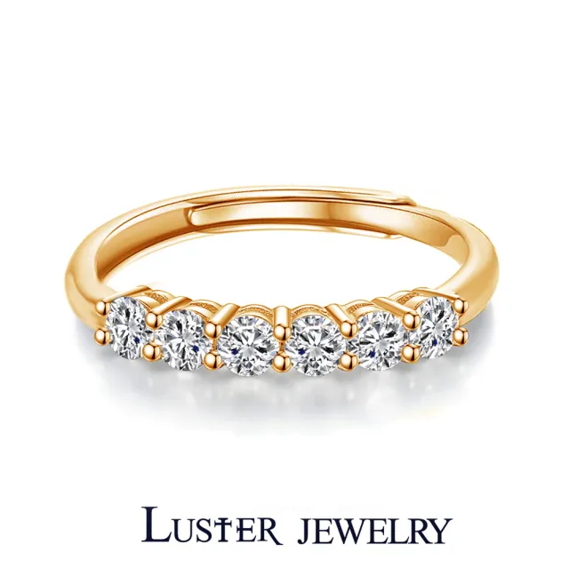 【Luster】38女王! 3分 D/VS 培育鑽 純銀 開運線戒 招財尾戒 鑽石戒指-三色任選(培育鑽x6 總重0.18克拉)