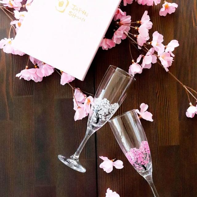 【丸モ高木陶器】冷感變色玻璃香檳對杯(禮盒包裝 日本製 花火 櫻花)