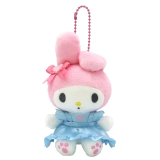 【小禮堂】雙11 Sanrio 三麗鷗 美樂蒂 絨毛玩偶吊飾 單垂耳藍圍裙 變裝50週年(平輸品)