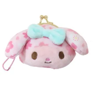 【小禮堂】雙11 Sanrio 三麗鷗 造型絨毛口金零錢包 附吊鏈 S 櫻花款 Kitty 美樂蒂 酷洛米(平輸品