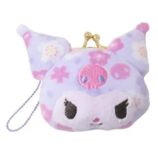【小禮堂】雙11 Sanrio 三麗鷗 造型絨毛口金零錢包 附吊鏈 S 櫻花款 Kitty 美樂蒂 酷洛米(平輸品