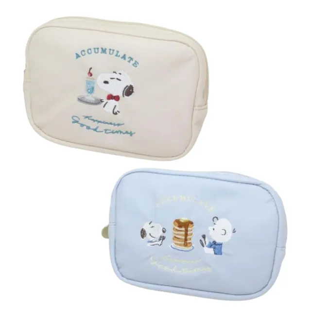 【小禮堂】雙11 Snoopy 史努比 皮質拉鍊化妝包 下午茶(平輸品)
