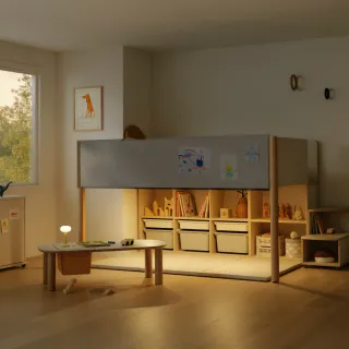 【iloom 怡倫家居】DOODLE 上下舖床架 兩層階梯櫃含下方照明(床架 雙層床 單人床架 雙人床架 兒童床架)