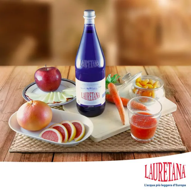 【LAURETANA 蘿莉塔娜】義大利 天然冰河水 玻璃瓶 1000mlx6入(冰河水 官方直營)