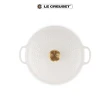 【Le Creuset】典藏琺瑯鑄鐵鍋媽咪鍋22cm(縷空雕花/棉花白-金頭-內鍋白)