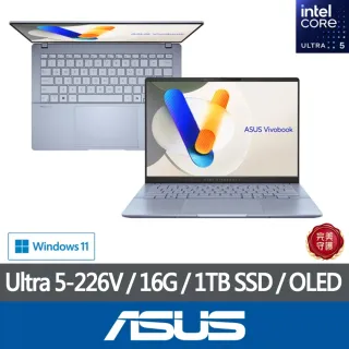 【ASUS 華碩】特仕版 14吋輕薄AI筆電(S5406SA-0068B226V/Ultra 5-226V/16G/改裝1TB SSD/Win11/OLED/EVO)