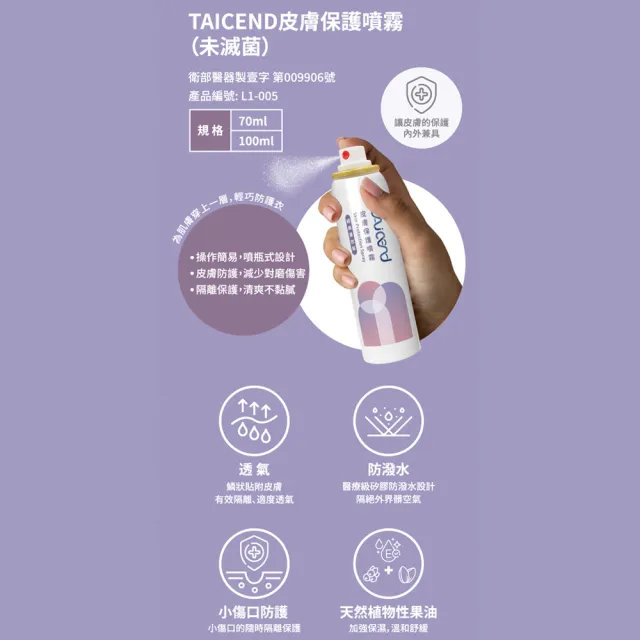 【TAICEND 泰陞】皮膚保護噴霧 70ml/盒(隔離防護)