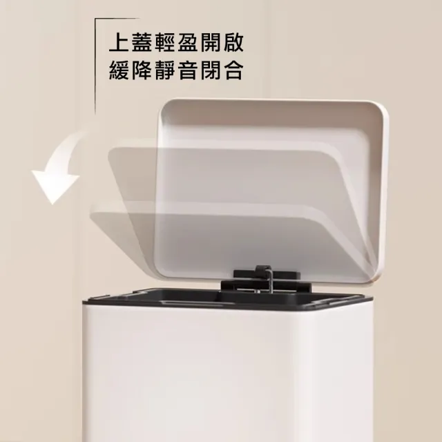 【ONE HOUSE】格拉斯高質感靜音緩降 401不鏽鋼垃圾桶-20L 平蓋/弧蓋 任選 1入(踩踏垃圾桶/緩降垃圾桶)