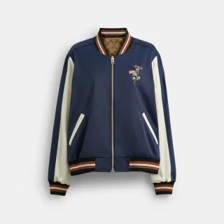 【COACH】蔻馳官方直營 SOUVENIR雙面花卉印花經典Logo夾克-海軍藍色(CR298)