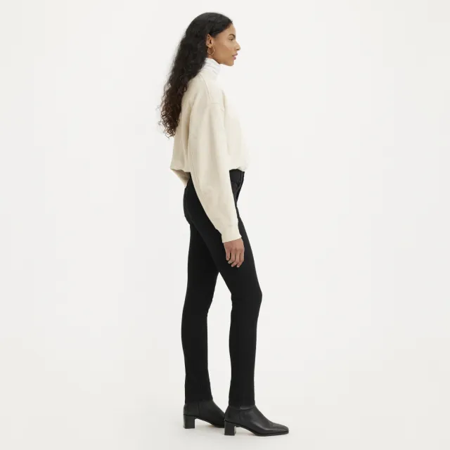 【LEVIS】女款 721 高腰緊身窄管牛仔長褲/四向彈性延展/黑色基本款/黑皮牌 熱賣單品 18882-0233