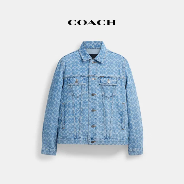 【COACH】蔻馳官方直營 經典SIGNATURE丹寧外套-中等水洗色(CY411)