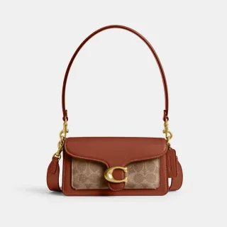 【COACH】蔻馳官方直營 TABBY 經典Logo20號單肩手袋-B4/棕黃色 焦糖色(CY200)