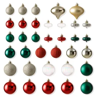 【NITORI 宜得利家居】聖誕球組 35P MIX RE/GR N4AS(聖誕球組 聖誕)